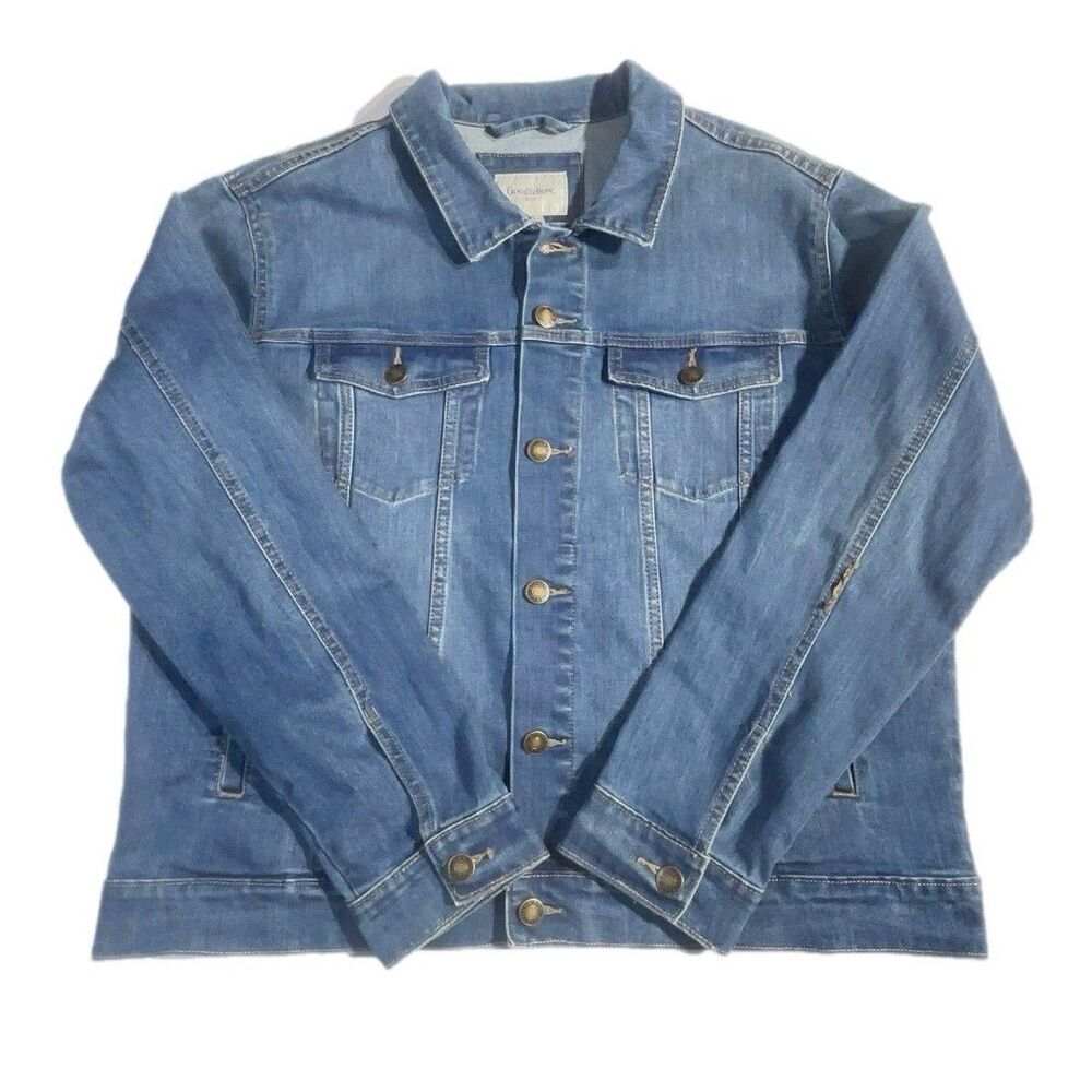 GOODFELLOW & CO Standard Fit Denim Trucker Jacket Blue Dark Wash Mens Size XL